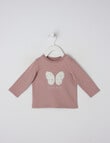 Teeny Weeny Butterfly Long Sleeve Tee, Mauve product photo