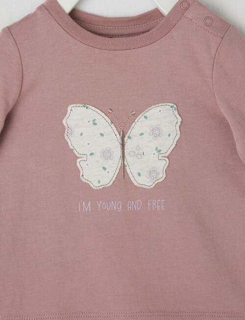Teeny Weeny Butterfly Long Sleeve Tee, Mauve product photo View 02 L