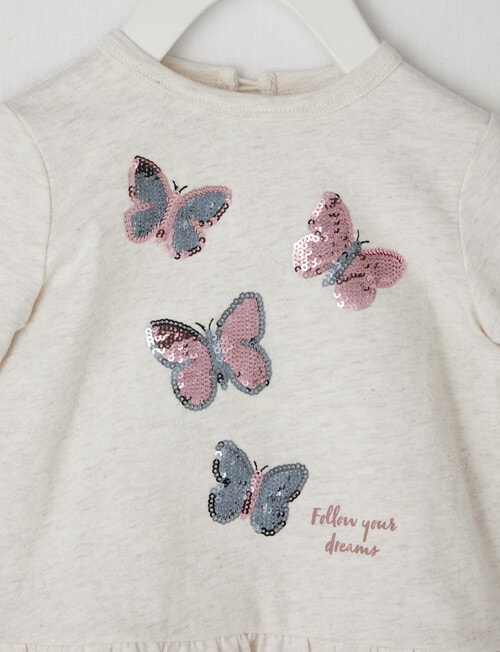 Teeny Weeny Sequin Butterfly Long Sleeve Tee, Oat product photo View 02 L