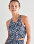 Superfit Ditsy Floral Crop Tank Top, Black product photo View 05 S