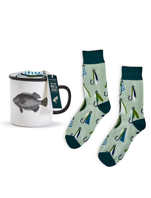 TWO'S COMPANY Gone Fishing Mug & Socks Set product photo View 02 L