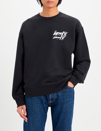 Levis Relaxed Poster Logo Graphic Crew Sweatshirt, Black product photo