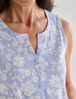 Ruby & Bloom Floral Sleeveless Henley Nightie, Blue, 10-20 product photo View 04 S
