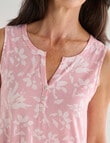 Ruby & Bloom Floral Sleeveless Henley Nightie, Pink, 10-26 product photo View 04 S