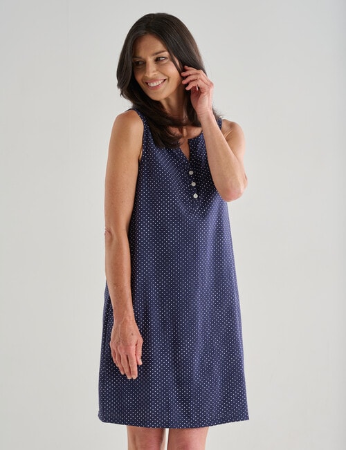 Ruby & Bloom Henley Sleeveless Nightie, Navy, 10-20 product photo View 03 L