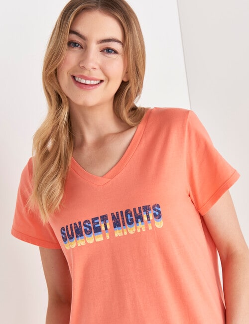 Zest Sleep Sunset Nights T-shirt Nightie P, Mango, 8-22 product photo View 04 L