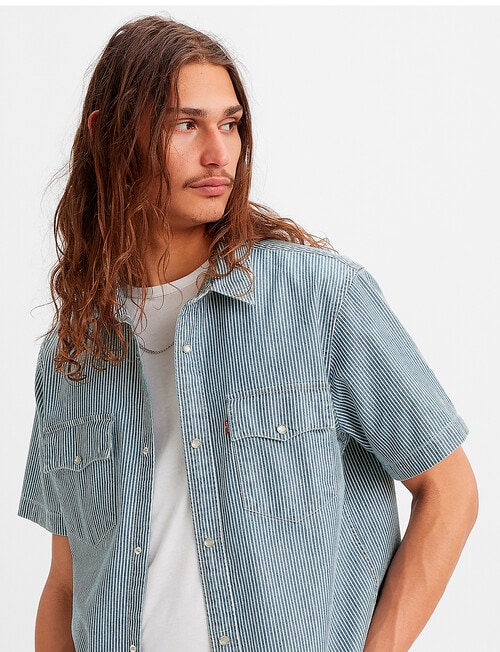 Levis Relaxed Fit Western Shirt, Mt Vander Railroad Stripe product photo View 03 L