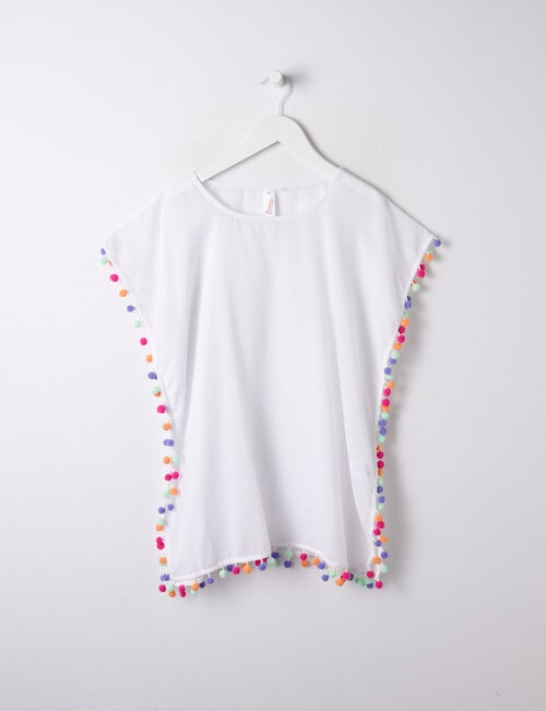 Wavetribe Cover Up With Pompom, White product photo