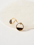 Whistle Accessories Circle Half Moon Stud Earrings, Sunset Tortoise product photo View 02 S