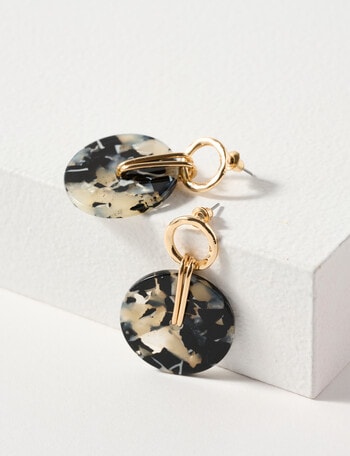 Whistle Accessories Circle Drop Earrings, Tabby Tortoise product photo