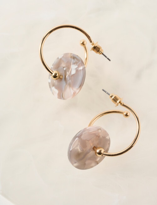 Whistle Accessories Circular Hoop Earrings, Seashell Tortoise product photo View 02 L