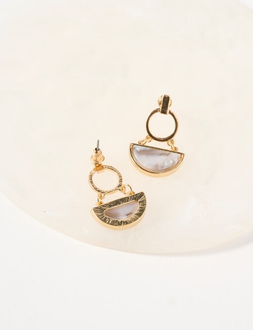 Whistle Accessories Art Deco Drop Earrings, Marbled Pearl product photo View 02 L