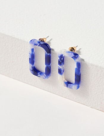 Whistle Accessories Rectangle Earrings, Sapphire Tortoise product photo