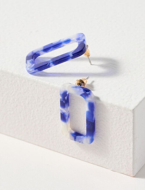 Whistle Accessories Rectangle Earrings, Sapphire Tortoise product photo View 02 L