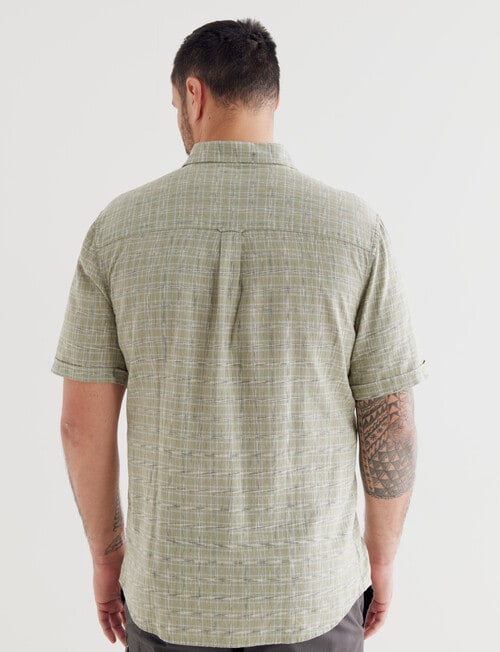 Kauri Trail Linen Blend Short Sleeve Shirt, Sage product photo View 02 L