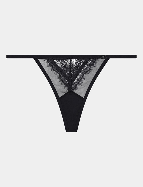 Me By Bendon Lacey Elyse Thong Brief, Black, S-XL product photo View 04 L