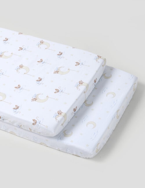 Teeny Weeny Co-Sleeper Fitted Sheet, 2-Pack, Little Dreamer product photo View 02 L