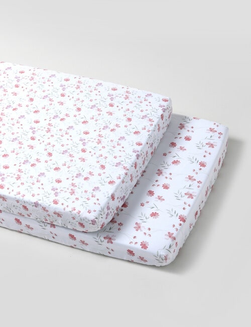 Teeny Weeny Co-Sleeper Fitted Sheet, 2-Pack, Floral product photo View 02 L
