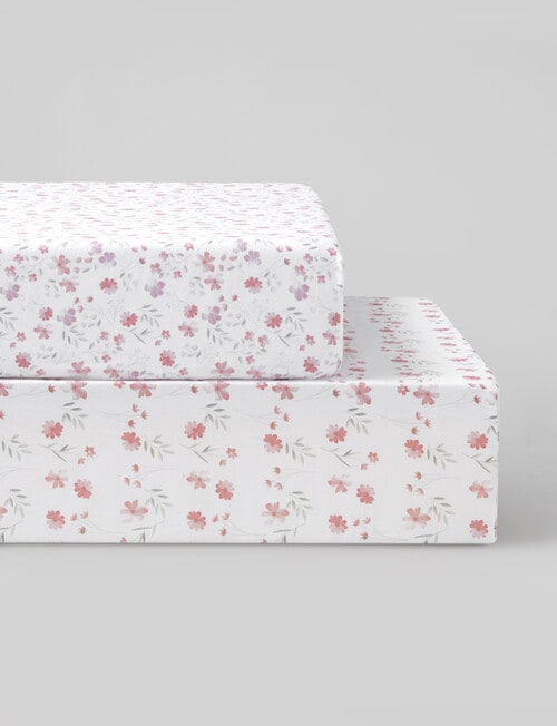 Teeny Weeny Cot Fitted Sheet, 2-Pack, Floral product photo View 02 L