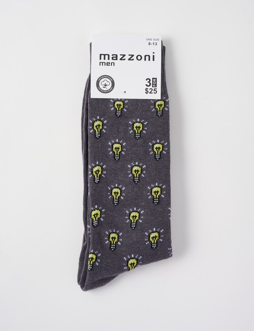 Mazzoni Cotton Dress Sock, Light Bulbs, Grey product photo View 02 L