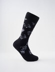Mazzoni Cotton-Blend Music Notes Dress Sock, Black product photo