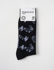 Mazzoni Cotton-Blend Music Notes Dress Sock, Black product photo View 02 S