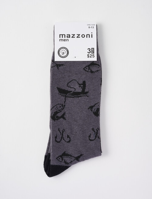 Mazzoni Cotton Dress Sock, Fishing, Grey product photo View 02 L