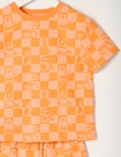 Sleep Mode Checkstruction Knit Short PJ Set, Orange, 2-8 product photo View 02 S