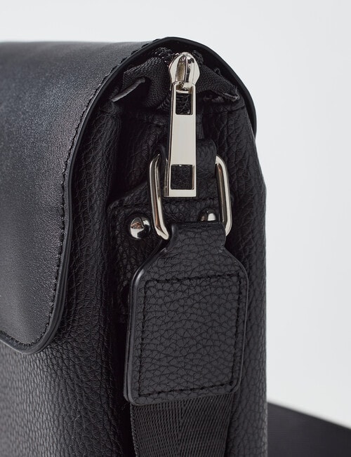 Pronta Moda Astrid Flap Crossbody Bag, Black product photo View 04 L