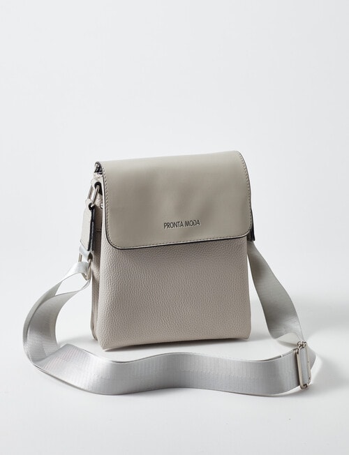 Pronta Moda Astrid Flap Crossbody Bag, Cool Grey product photo