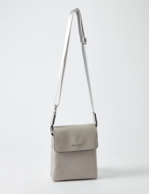 Pronta Moda Astrid Flap Crossbody Bag, Cool Grey product photo View 02 L