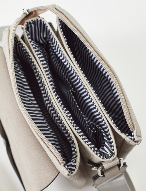 Pronta Moda Astrid Flap Crossbody Bag, Cool Grey product photo View 06 L