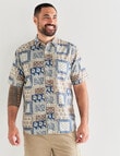 Kauri Trail Bandana Print Short Sleeve Slub Shirt, Sand product photo View 05 S