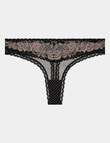 Me By Bendon Wynona Rose Thong Brief, Black & Rose Cameo, S-XL product photo View 04 S