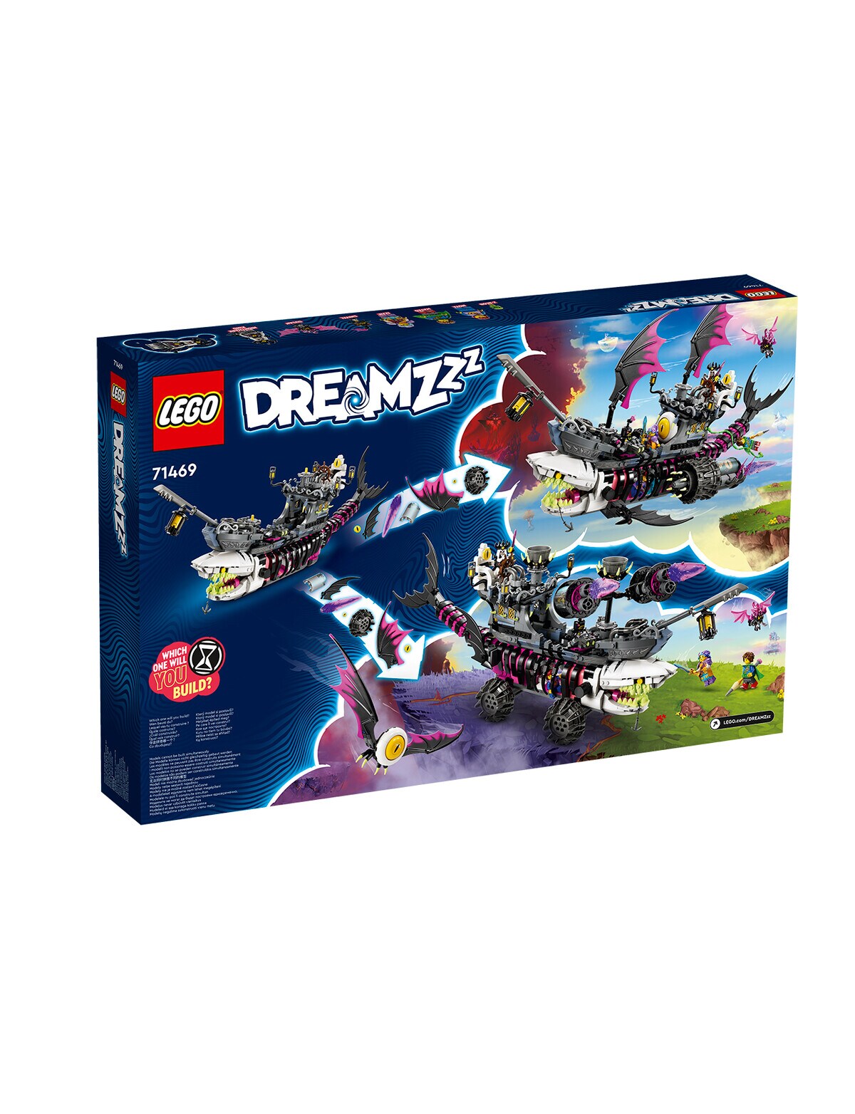 LEGO DREAMZzz Nightmare Shark Ship 71469, Construct The Building Toy Set as  a Flying Pirate Ship or a Monster Truck, Includes 4 Minifigures, Shark