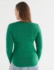 North South Merino Long Sleeve Scoop Neck Top, Emerald product photo View 02 S