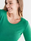 North South Merino Long Sleeve Scoop Neck Top, Emerald product photo View 04 S
