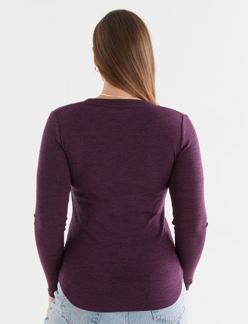 North South Merino Long Sleeve Scoop Neck Top, Blackcurrant product photo View 02 L