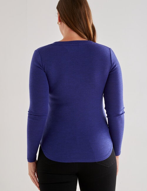 North South Merino Merino Long Sleeve Scoop Neck Top, Sapphire product photo View 02 L