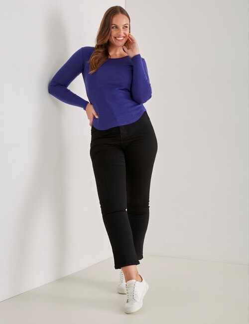 North South Merino Merino Long Sleeve Scoop Neck Top, Sapphire product photo View 03 L