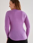 North South Merino Merino Long Sleeve Scoop Neck Top, Lilac product photo View 02 S