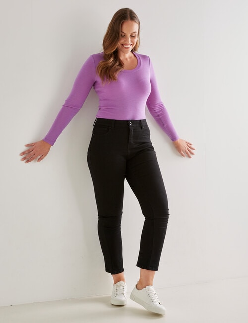 North South Merino Merino Long Sleeve Scoop Neck Top, Lilac product photo View 03 L