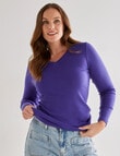 North South Merino Merino Long Sleeve V-Neck Top, Admiral Blue product photo View 04 S