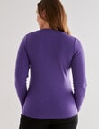 North South Merino Merino Long Sleeve V-Neck Top, Violet product photo View 02 S