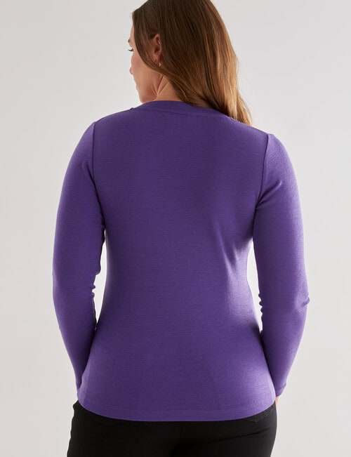 North South Merino Merino Long Sleeve V-Neck Top, Violet product photo View 02 L