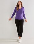 North South Merino Merino Long Sleeve V-Neck Top, Violet product photo View 03 S