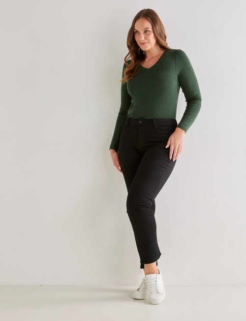 North South Merino Merino Long Sleeve V-Neck Top, Forest product photo View 03 L