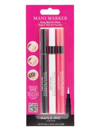 Nails Inc Mani Marker Nail Art Pen Trio, Black, White, Pink product photo