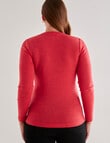 North South Merino Merino Long Sleeve V-Neck Top, Red Rose product photo View 02 S