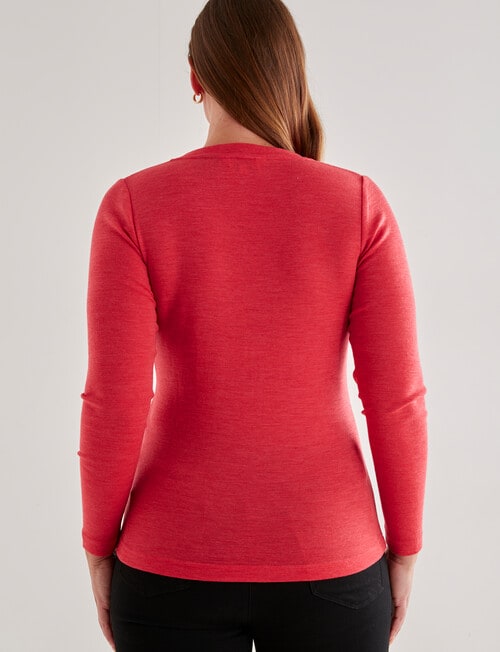 North South Merino Merino Long Sleeve V-Neck Top, Red Rose product photo View 02 L